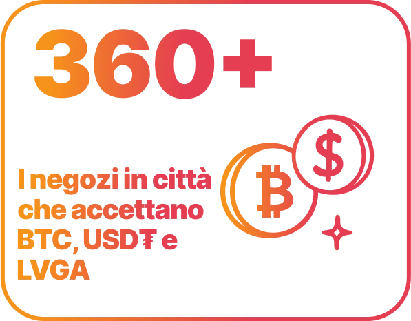 I negozi in città
che accettano BTC, USD₮ e LVGA